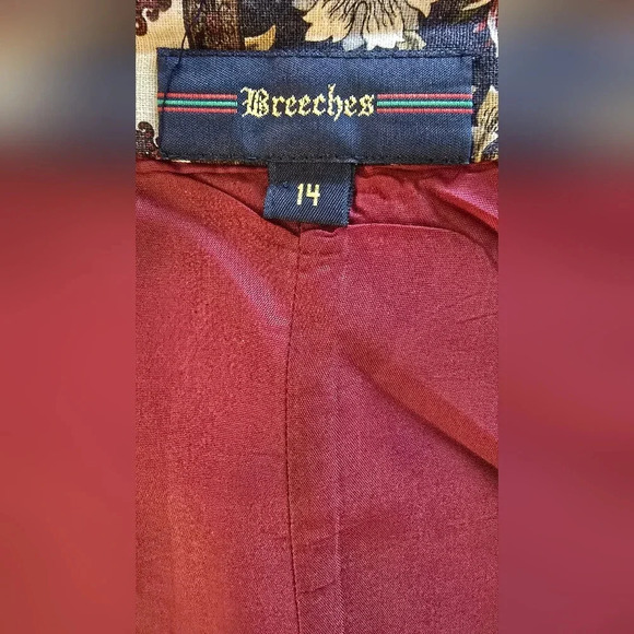 Breeches Linen Blend Vintage Multicolor Floral Wrap Skirt Size-14 - Picture 6 of 9